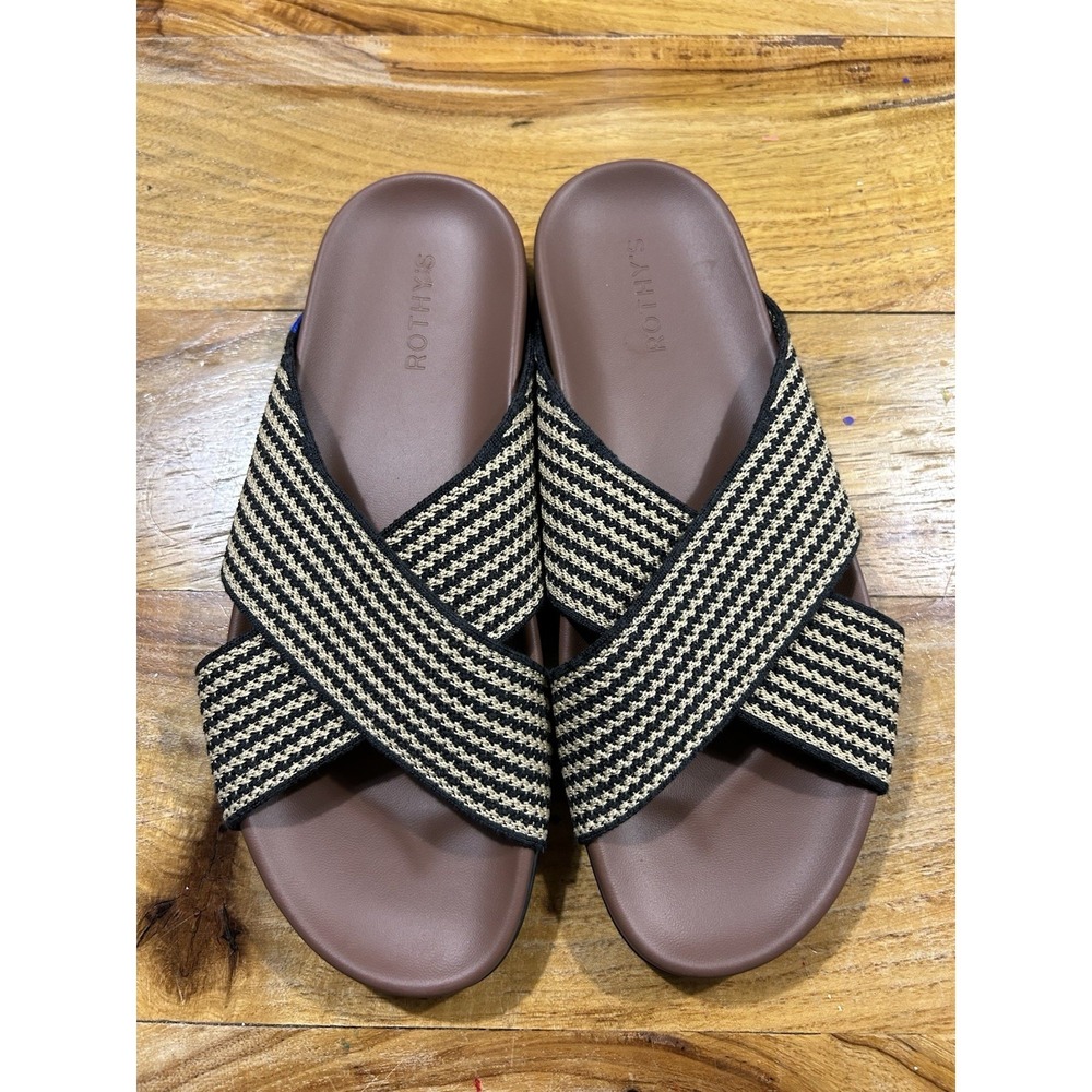 Rothy's Women's The Weekend Slide Toffee Stripe US Size 10 Sold Out